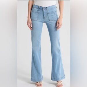 7 For All Mankind Dojo Tailorless Wide Leg Flare Jeans Light Wash Size 31 NWT